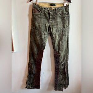 VTG Ralph Lauren Blue Label Pants Equestrian Leather Denim Jean 650 Thompson 27